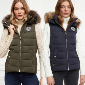 ファー付きダウンベスト レディース 2022AW Holland Cooper ダークネイビー/カーキ
