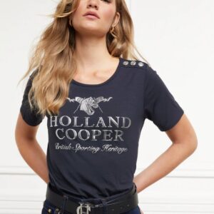 Holland Cooper ロゴTシャツ レディース ダークネイビー