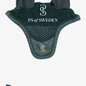 【2点セット】障害/馬場用ゼッケン&イヤーネット ミッドナイトグリーン フリルデコレーション Ps of Sweden